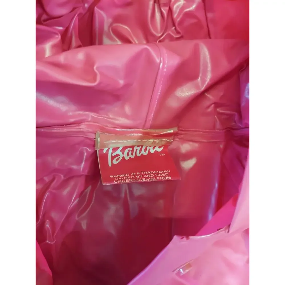 Barbie Girls Hooded Raincoat Pink Rain Jacket Slicker Snap Front Graphic 5t - Picture 3 of 4